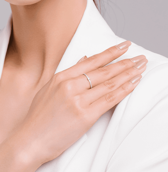 S925 Sterling Silver All-Match Simple Korean Trendy Micro-Inlaid Index Finger Ring Fashion Jewelry