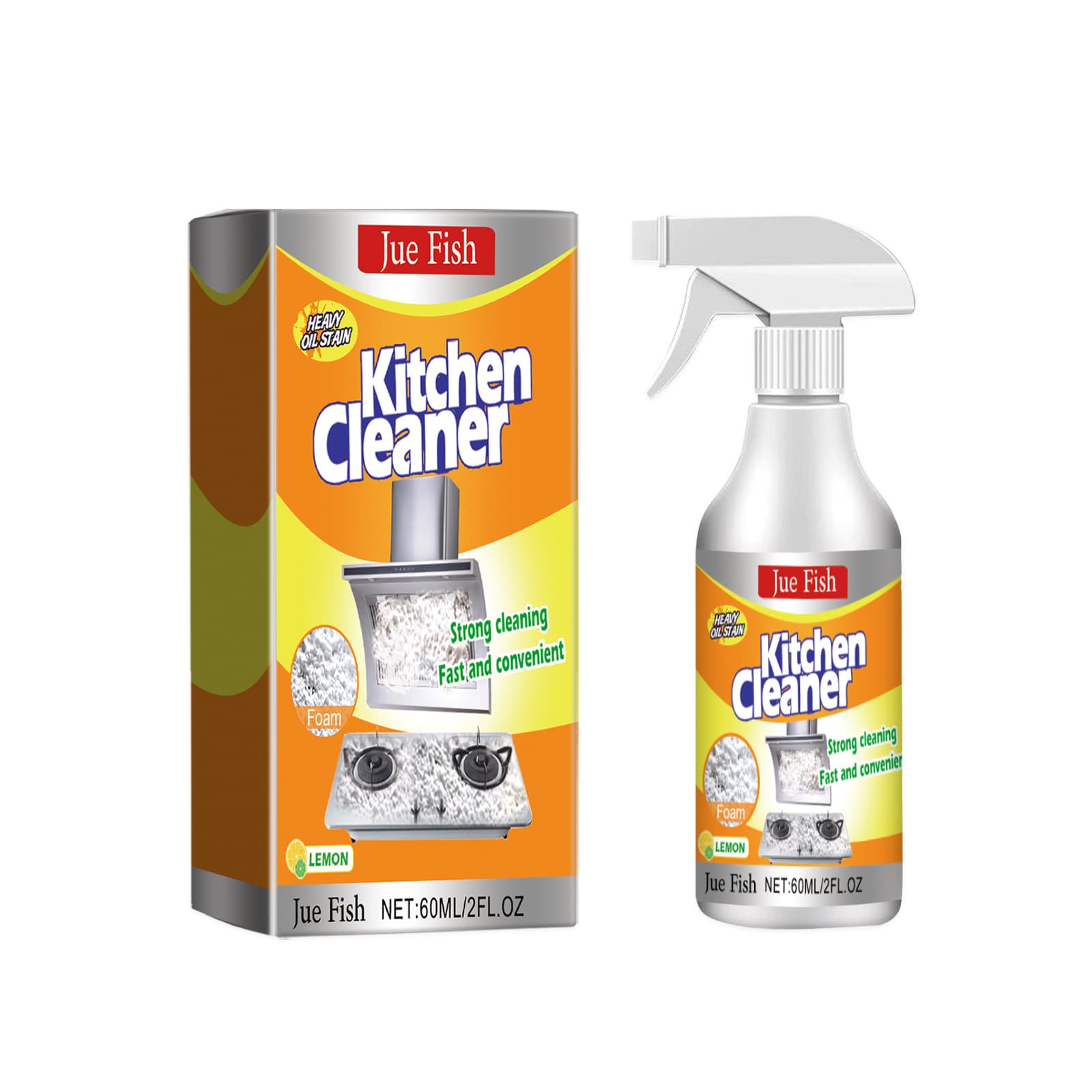 Jue-Fish Kitchen Foam Cleaner, Household Kitchen Range Hood Heavy Oil Stain Cleaner Foam Cleaner, Degreaser