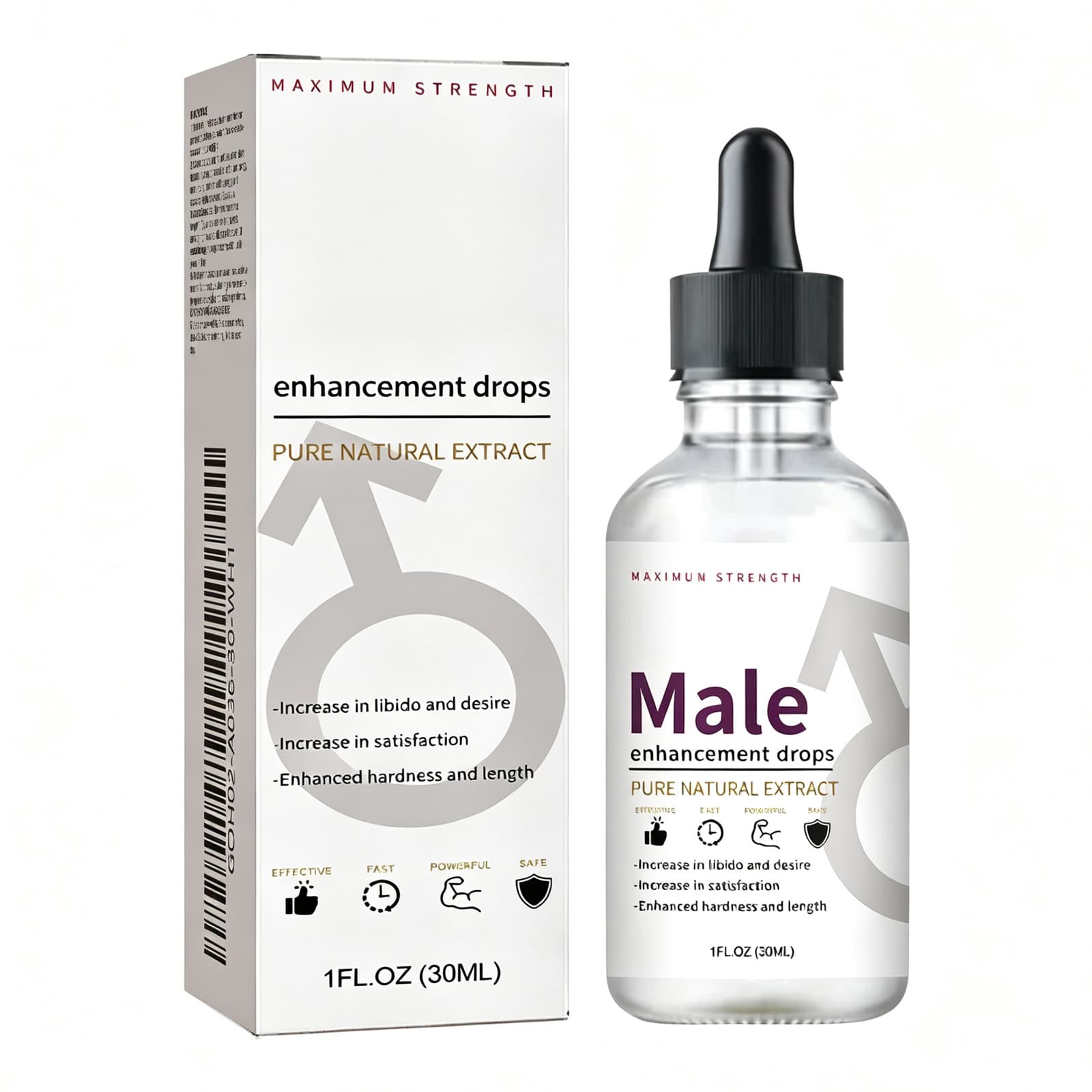 Natural Male Enhancement Drops, Maca Epimedium Eucommia Extract Liquid, Boost Libido Stamina & Relieve Stress, 30ml