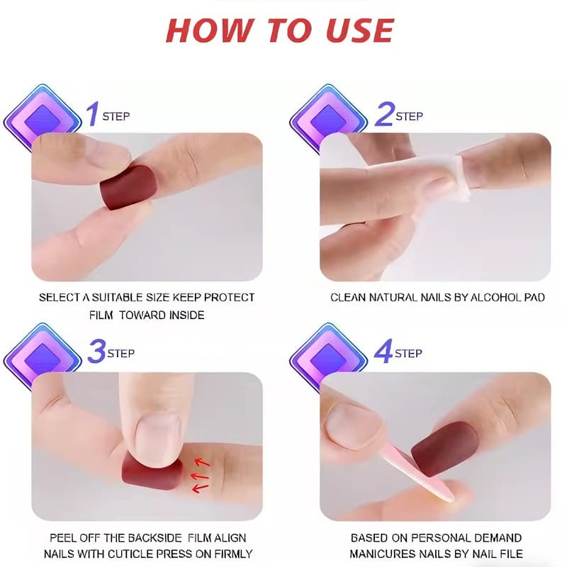 24 PCS Bowbowknot Nail Art, Long Length Long Water Pipe Fake Nails,Square Head Nail Tips False Nail