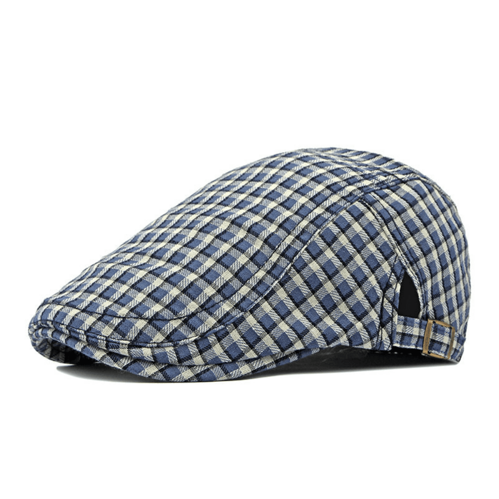 Men's And Women's Identical Small-checkered Soft-top Adjustable Simple Casual Style Forward Hat, Suitable For Outdoor Outings, Daily Commutes And Leisure Activities.