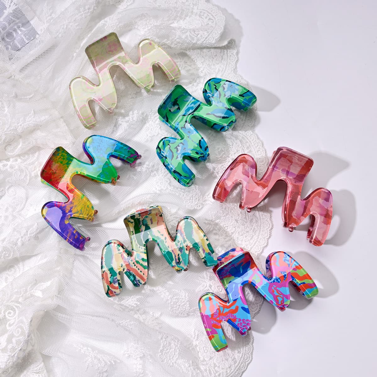 M-shaped Wavy Acetate Hair Clip Claw Clip For Women