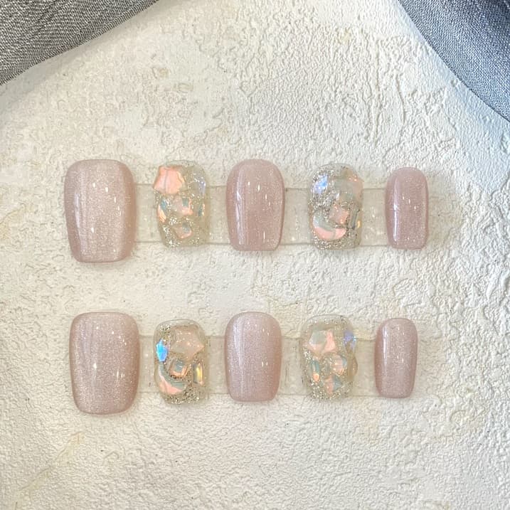 Handmade Wear Armor Blooming Student Pregnant Women Can Wear Removable Fake Nail Patch Short Square Nail Shaped Piece