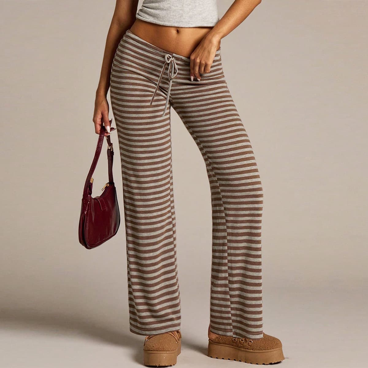 Comfortable And Casual European-American Striped Trousers