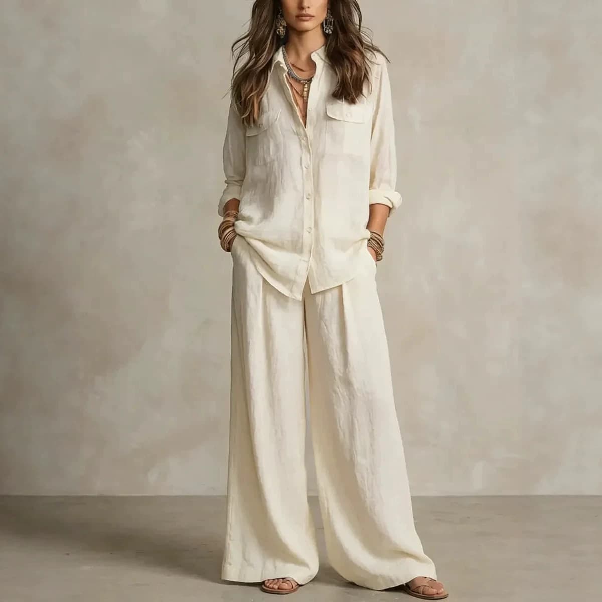 Cardigan Top And Womens Trousers Two Piece Set