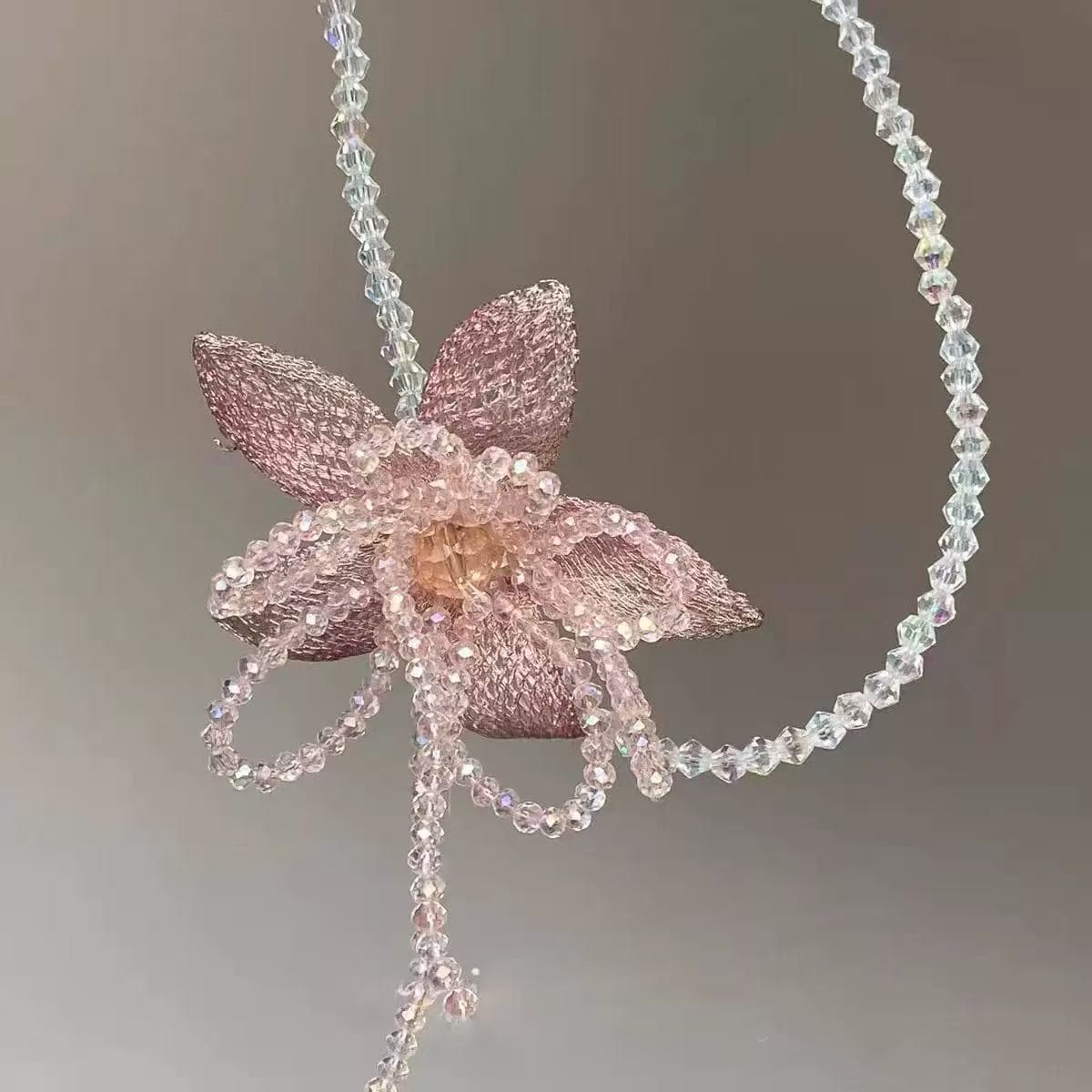 French-style Sweet Floral Beaded Necklace