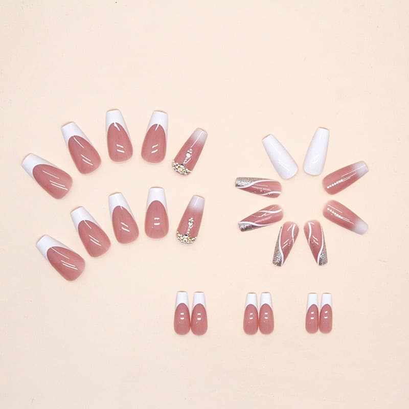 Mid-length White French Nail Sticker
