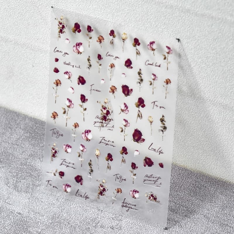 Dried Rose Flower Nail Sticker