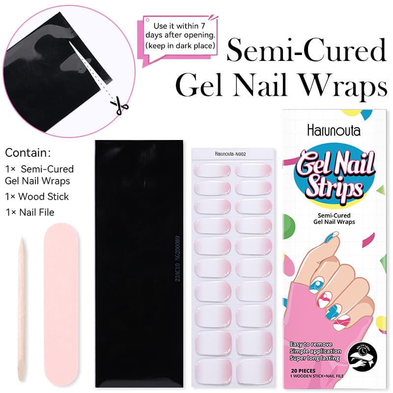 Semi-cured Gel Ice Transparent Nude Color Nail Stickers