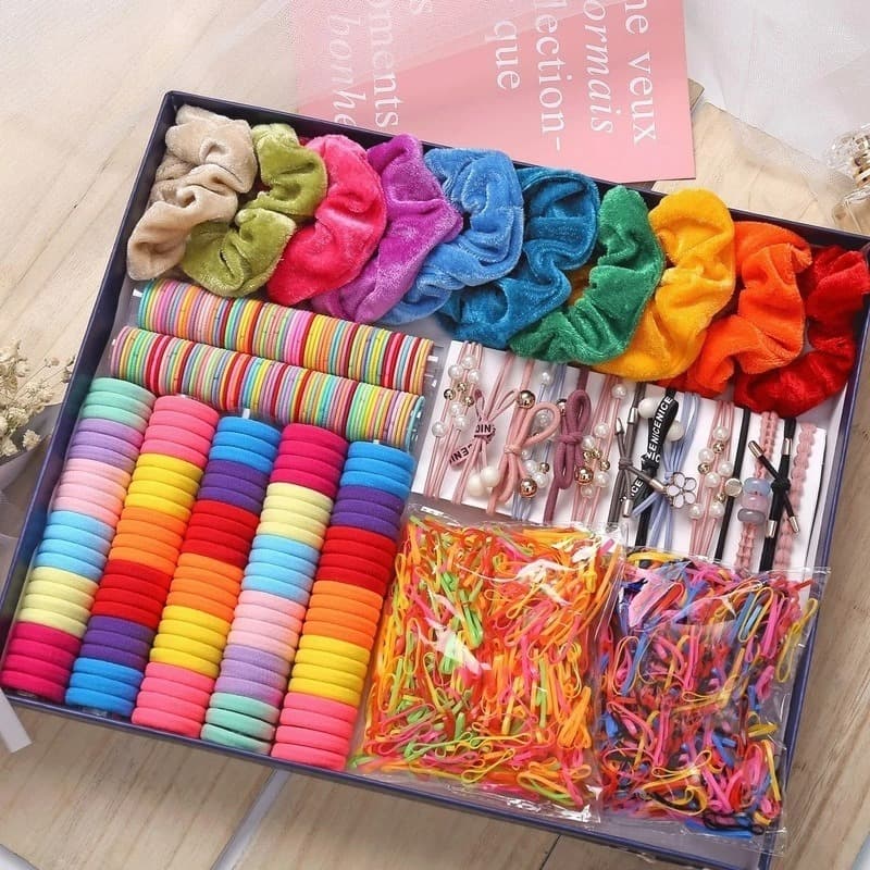 Pig Intestine Style Hair Ring Cute Hair Tie Set For Girls