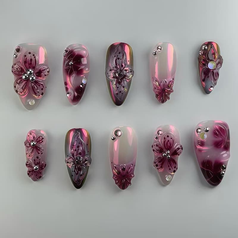 Three-dimensional French Ice Flower Pearl Sweet Cool Minority All-Match Nail Sticker