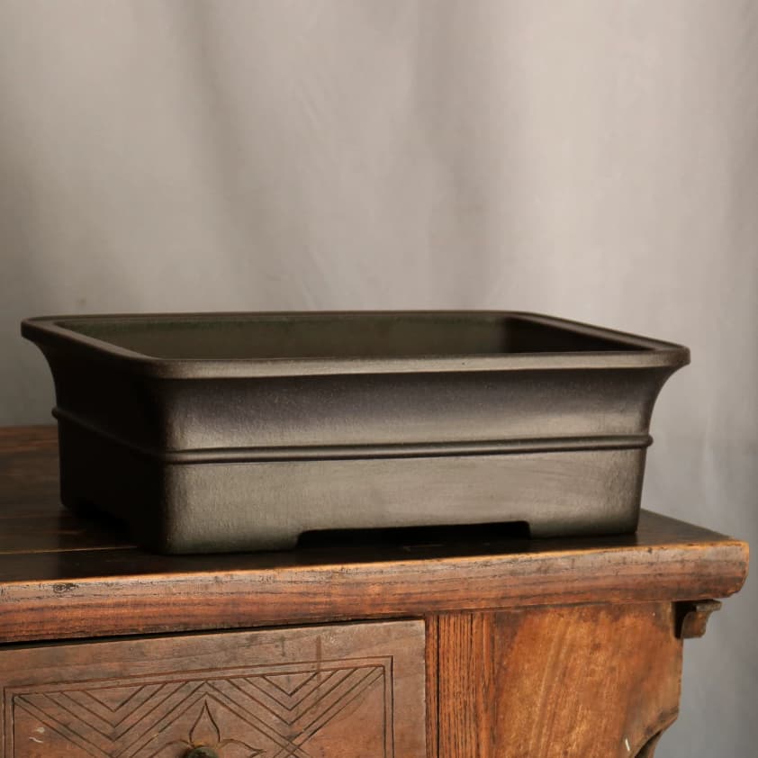 Zisha Flower Pot Rectangular With A Waistline Horse Trough Style