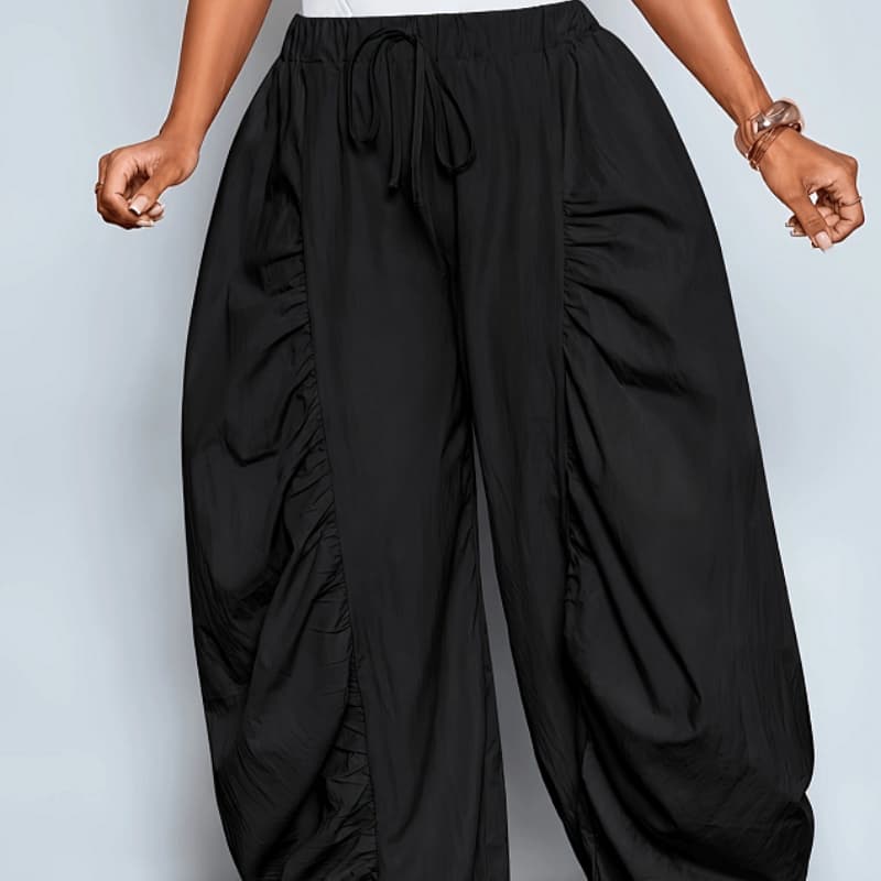 Drawstring Pocket Casual Pants In Large Size Versatile For All Occasions