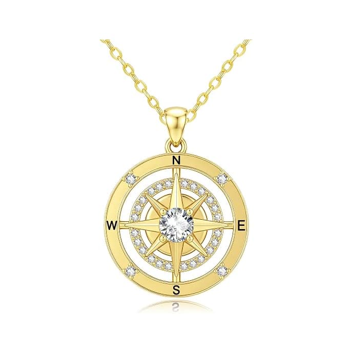 Compass Spin Necklaces For Women, 14K Gold Anniversary Birthday Gifts For Girlfriend Her, Inspirational Graduation Jewelry Gift With 1 Birthstone Go In The Direction Of Your Dreams