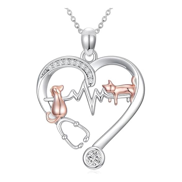 Nurse Necklace Stethoscope Necklaces Heart Pendant Necklace For Doctor Nursing Themed Jewelry Medical Student Graduation Nurse Gifts For Women