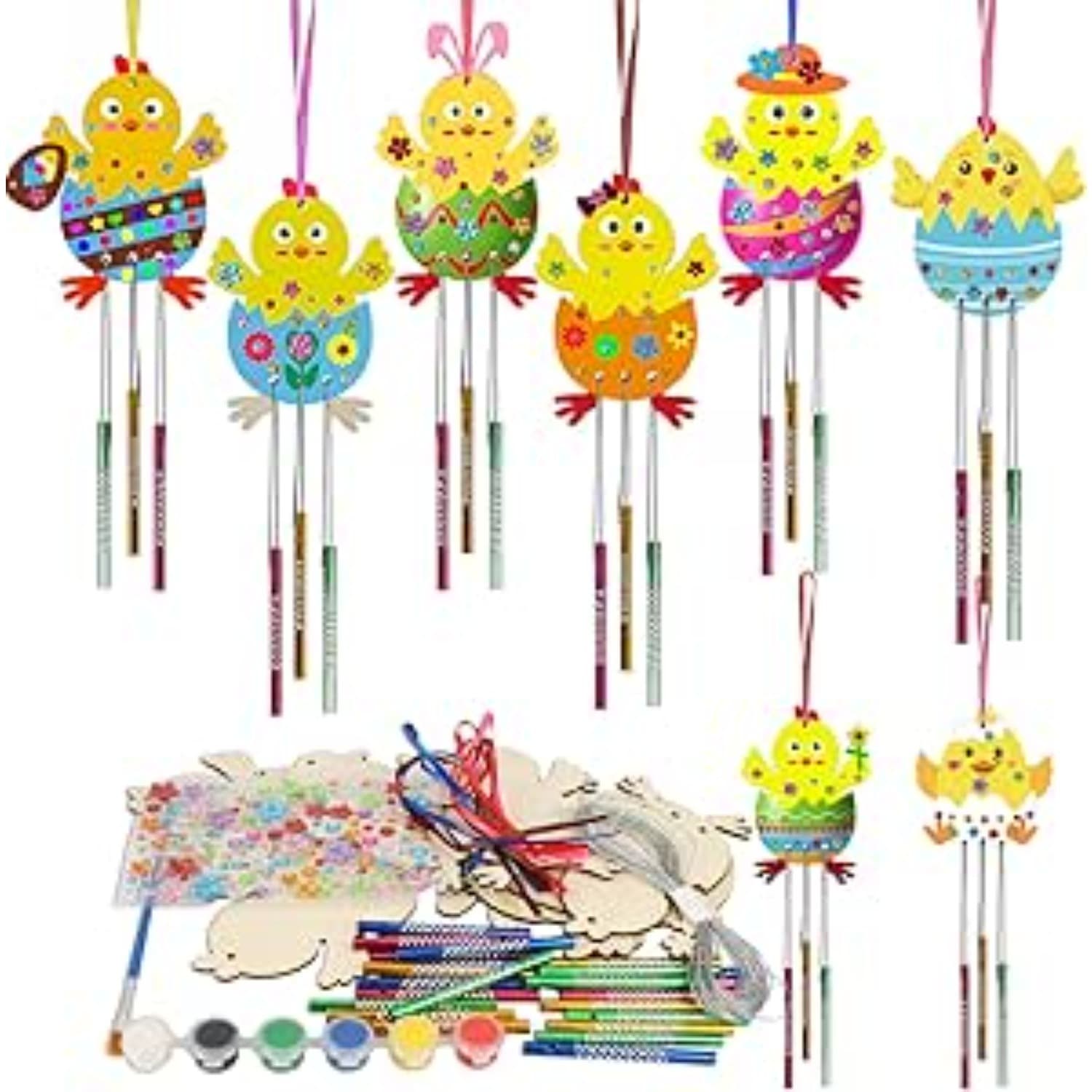 8-Piece Easter Chick Wind Chime Craft Set, Easter Chick Crafts, Wooden Easter Crafts, Wind Chime, Spring Decor, DIY Crafts, Painting Crafts, Easter Decor, Garden Shed, Spring Decor