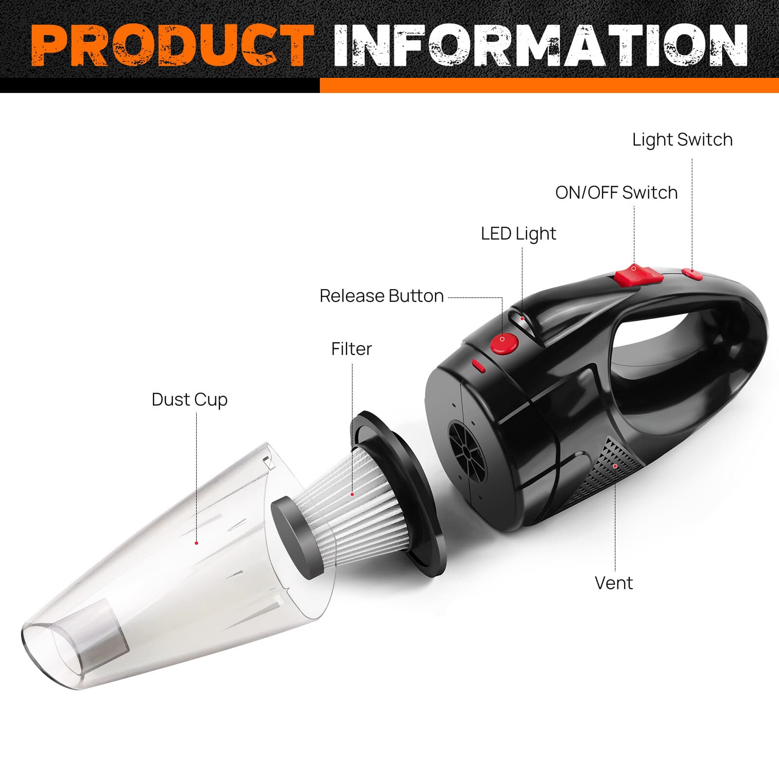 Mini Cordless Vacuum Cleaner Car Handheld Vacuum Power Suction USB Rechargeable