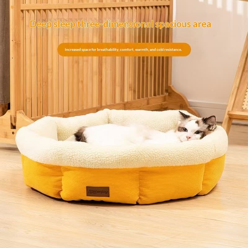 Round Semi-Enclosed Deep-Sleep Cat Mat Cat Bed
